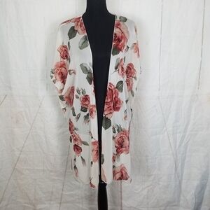 Allie rose floral open front kimono